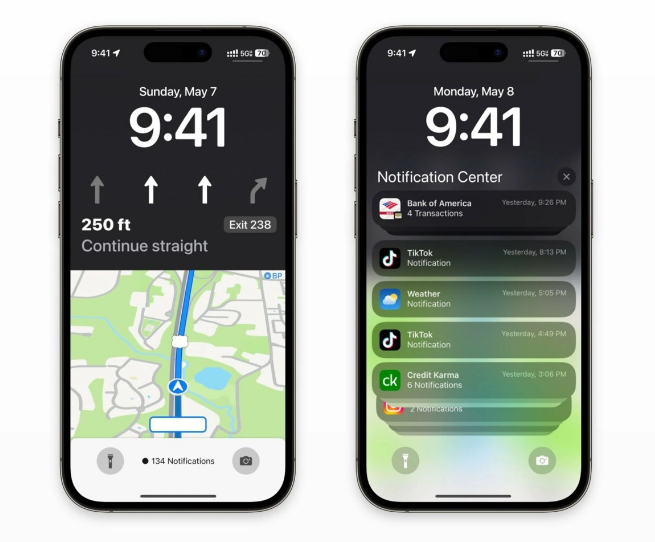 天心苹果维修服务分享iOS17锁屏地图导航半屏显示长什么样 